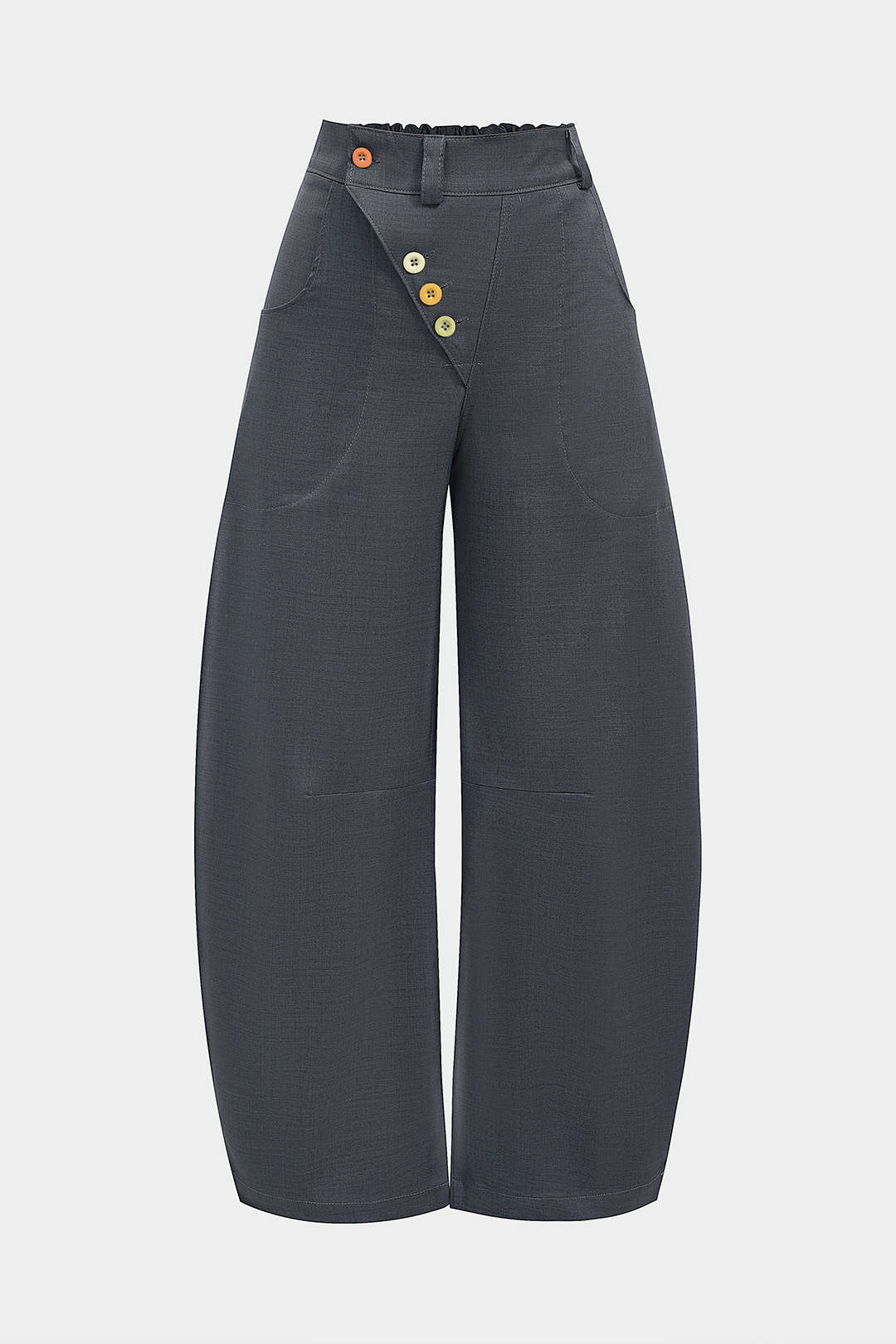 Asymmetrical Button Wide Leg Pants