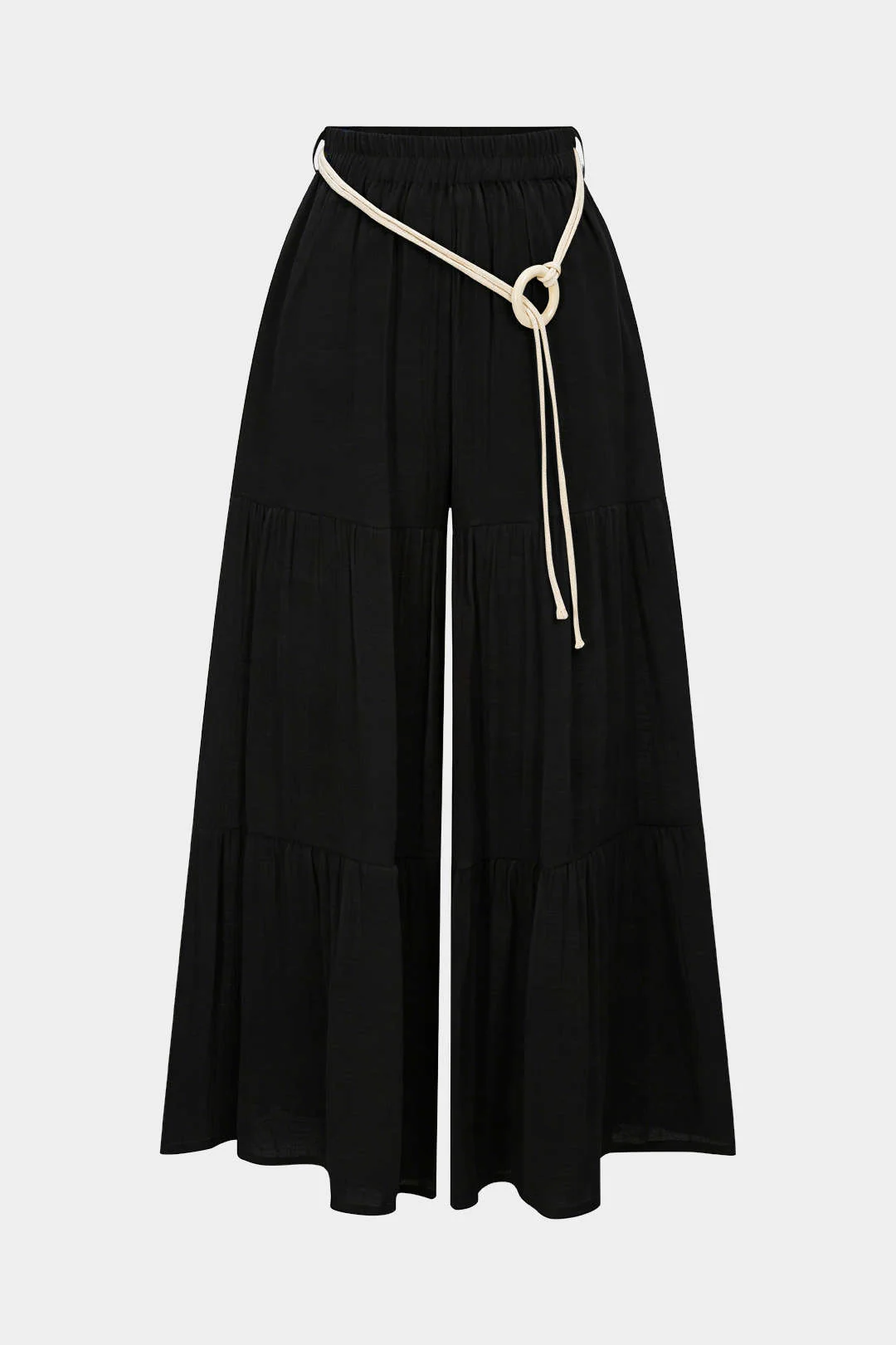 Belted Ruched High Waist Wide Leg Pants - Image 5