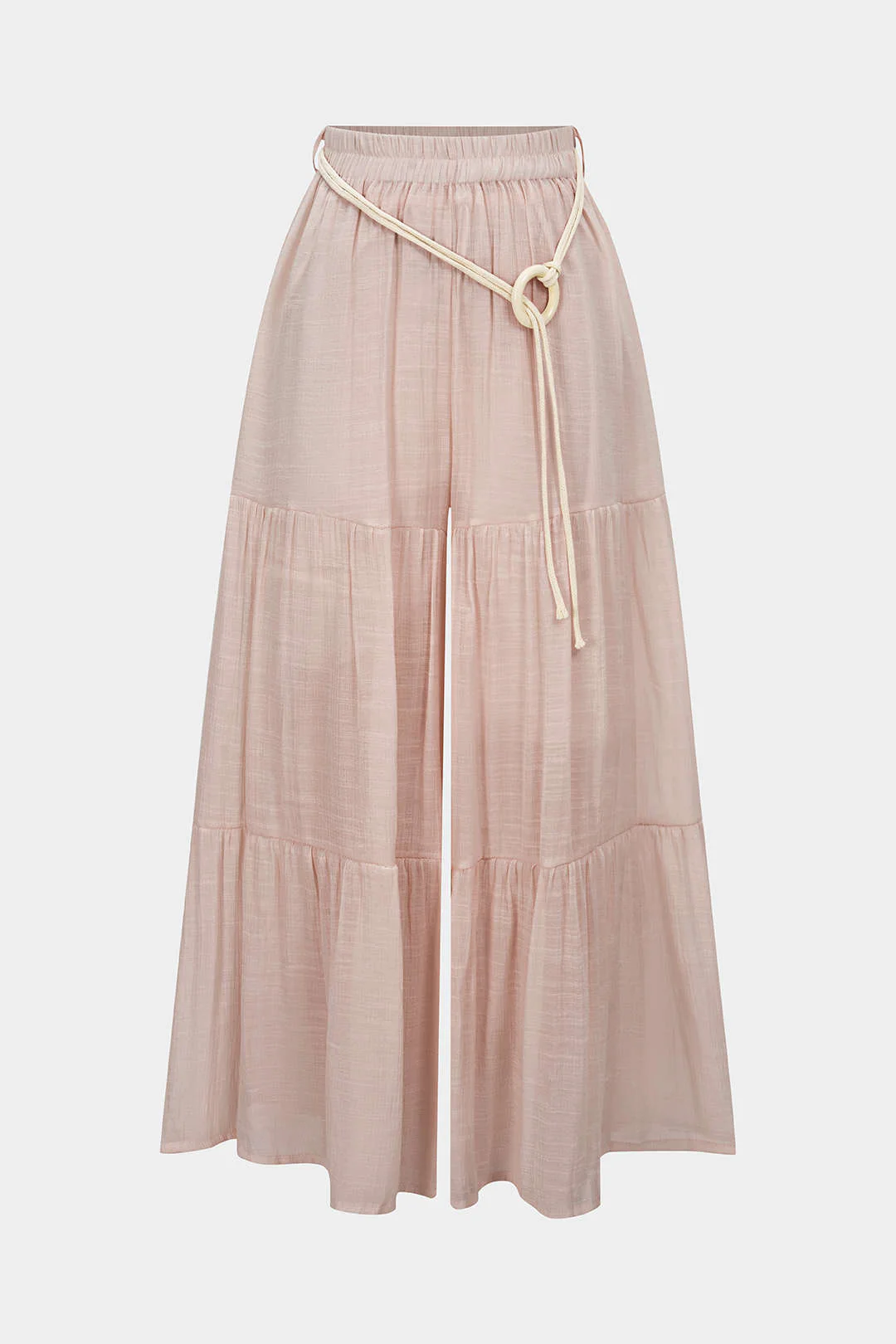 Belted Ruched High Waist Wide Leg Pants - Image 7