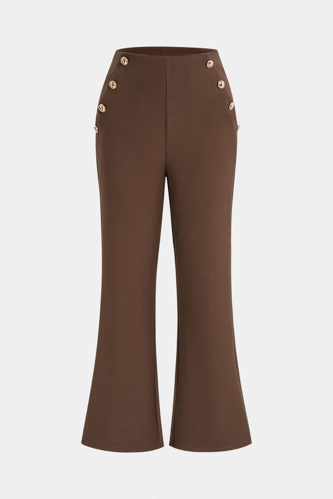 High Waist Button Flared Pants