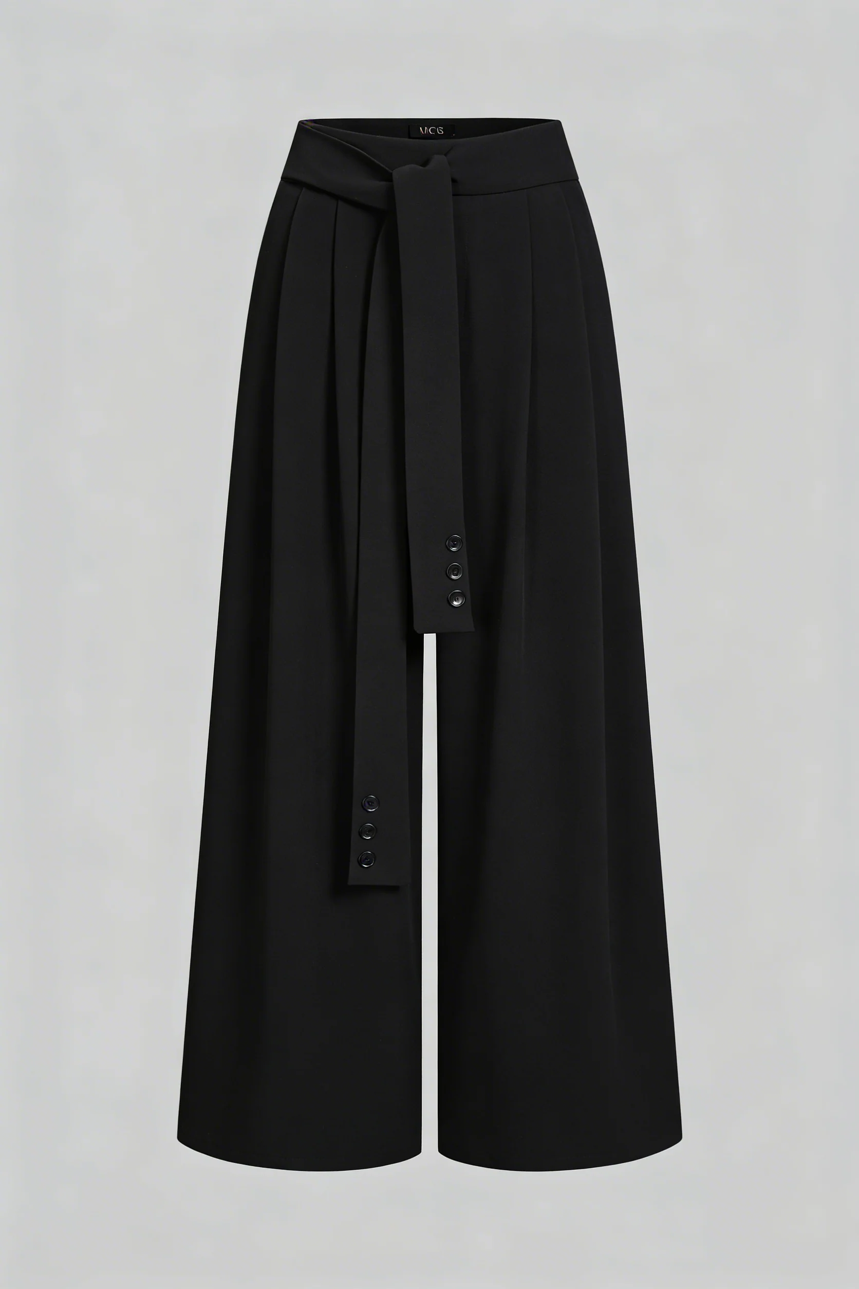Tie Front Button Wide-Leg Pants