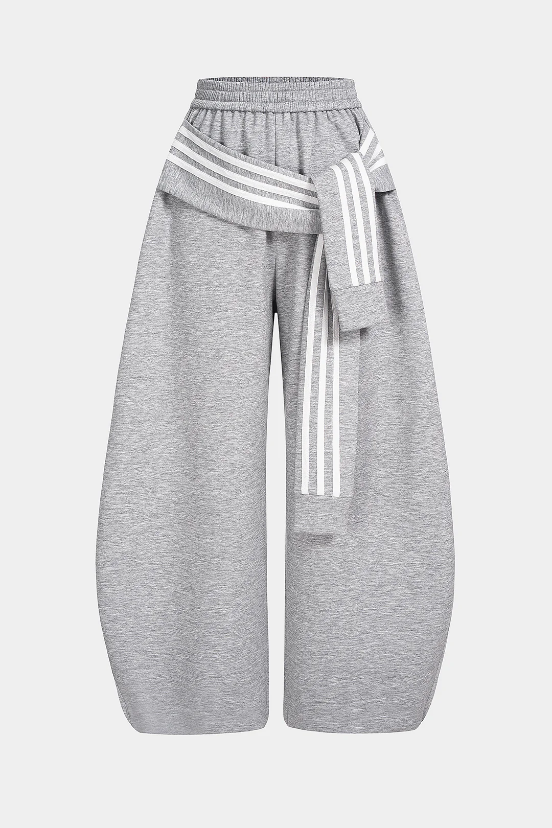 Contrast Striped Knotted High Waist Pants