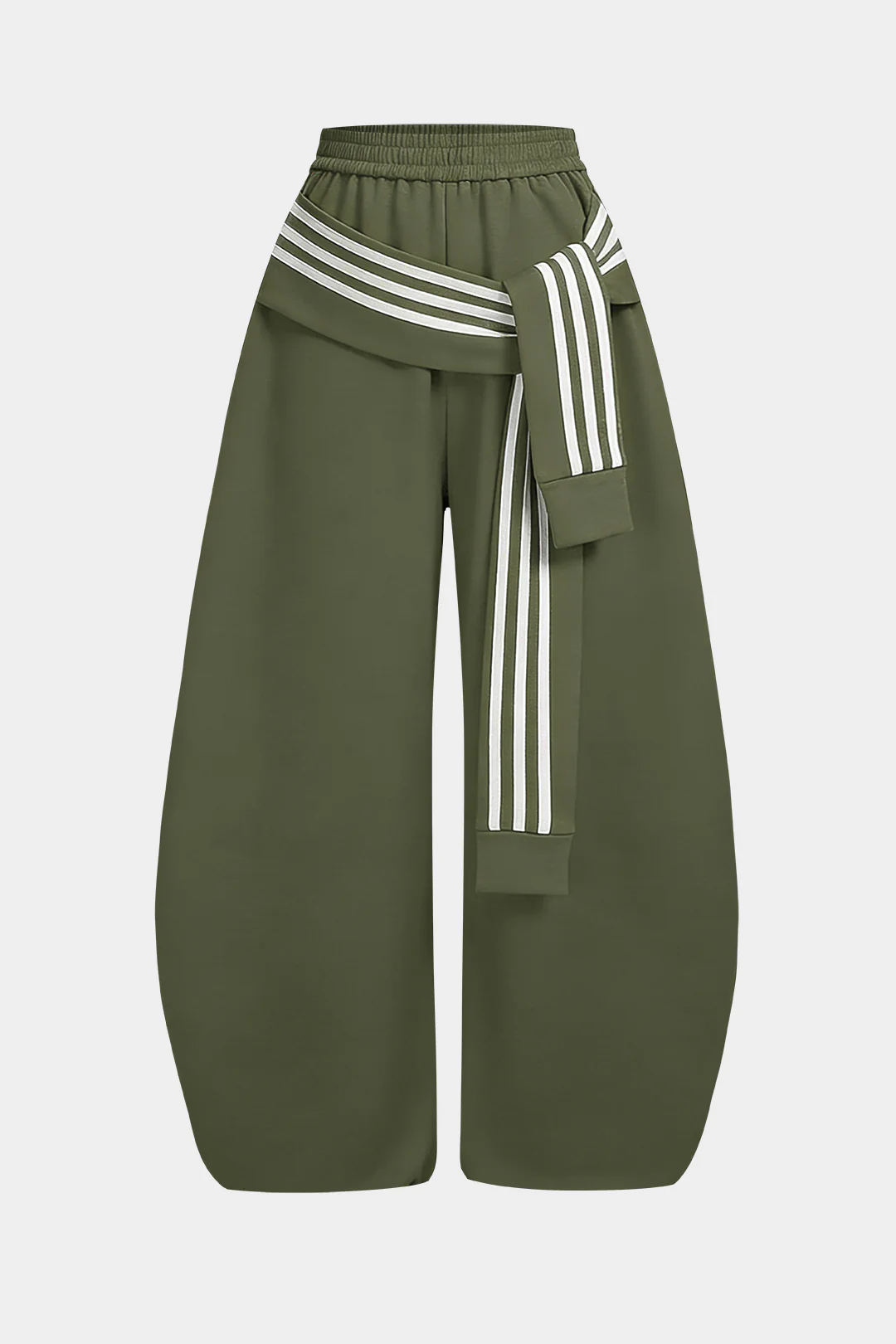 Contrast Striped Knotted High Waist Pants - Image 11