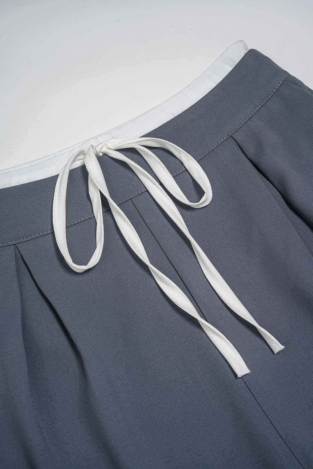 Contrast Double Waistband Drawstring Wide Leg Pants - Image 3