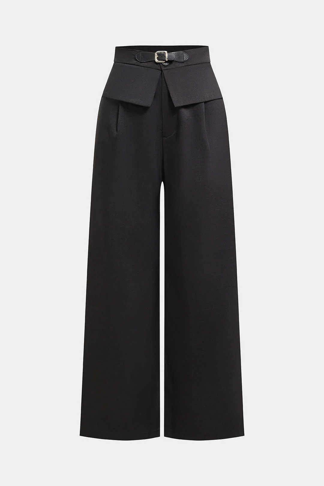 Solid High Waist Straight Leg Pants - Image 3