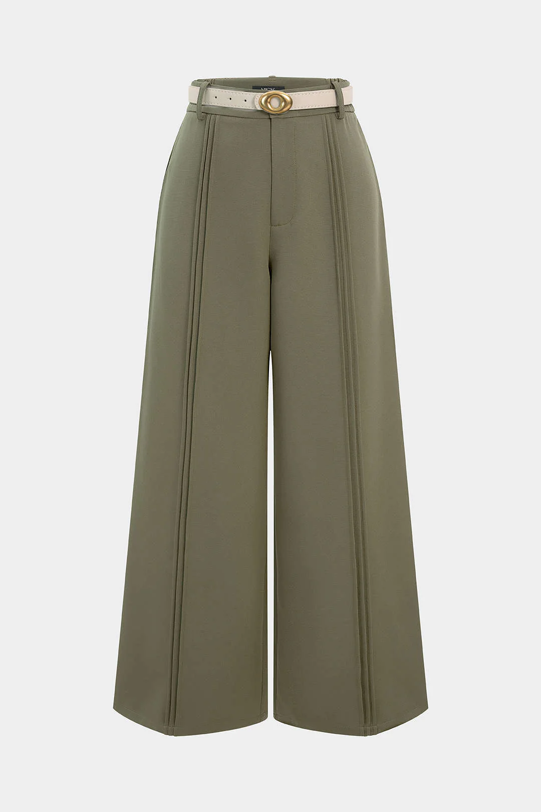 Solid Pleated Straight Leg Pants - Image 4