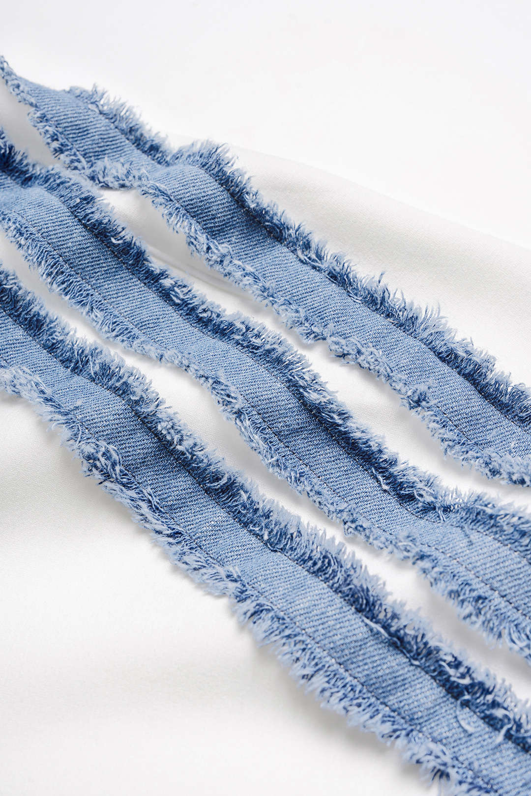 Striped Patchwork Denim Tie-Up Wide Leg Pants - Image 3
