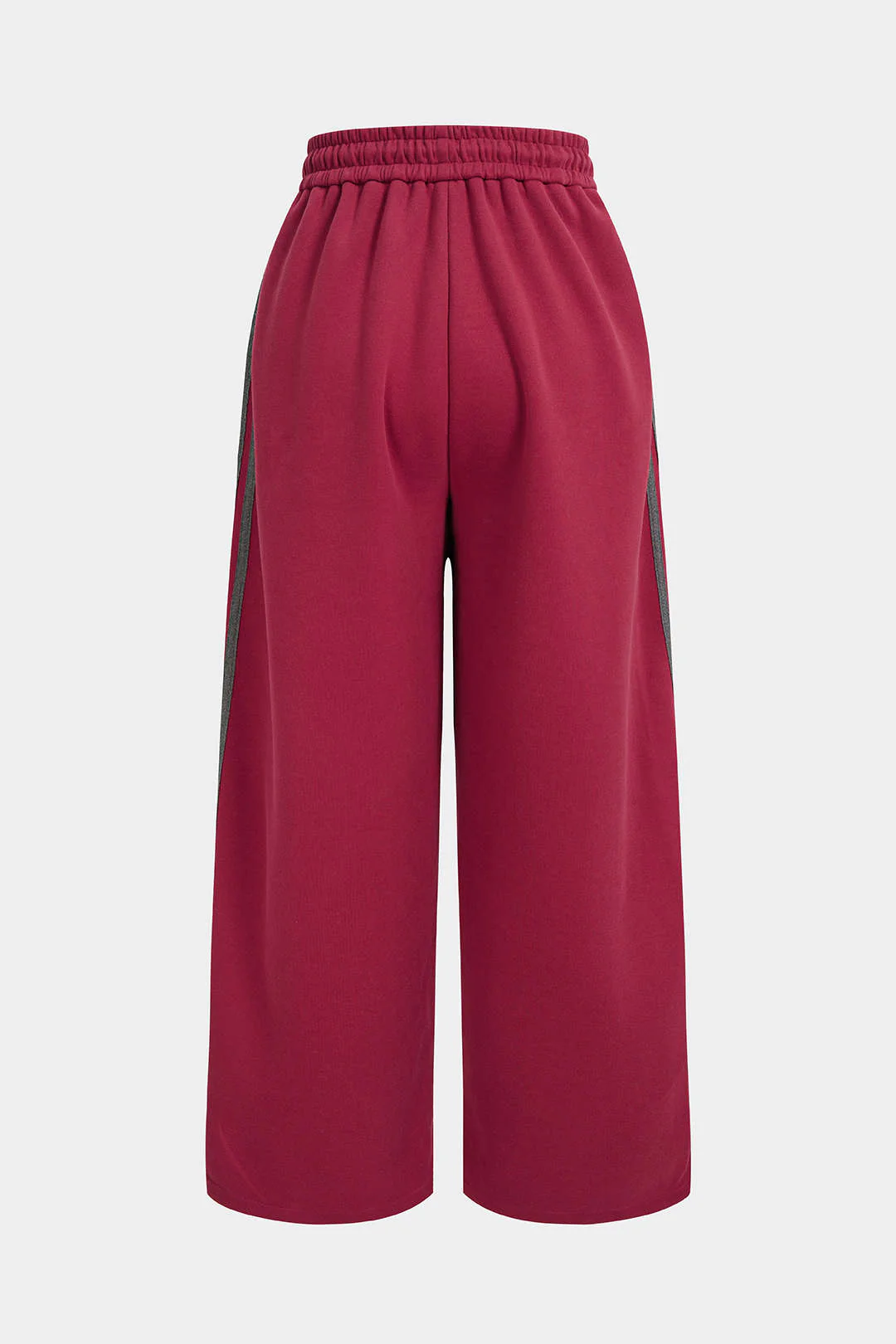 Contrast Drawstring Wide Leg Pants - Image 3