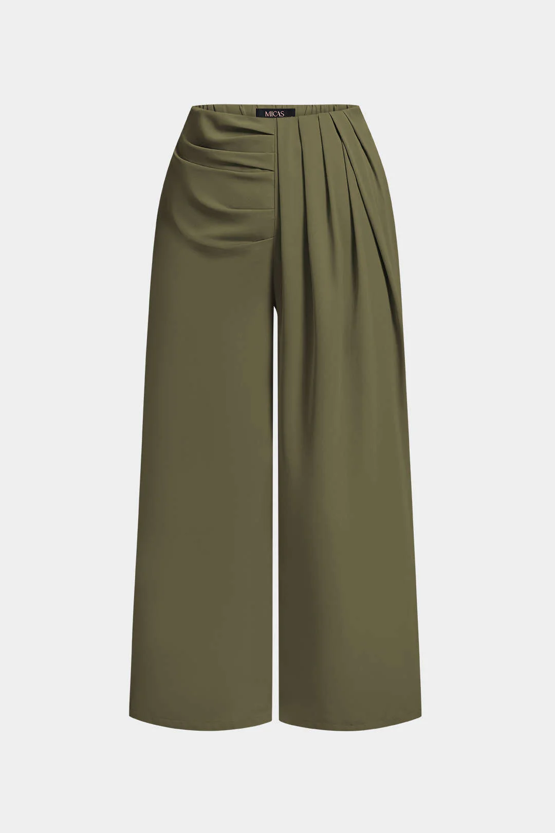 Plus Size Asymmetrical Ruched Wide Leg Pants