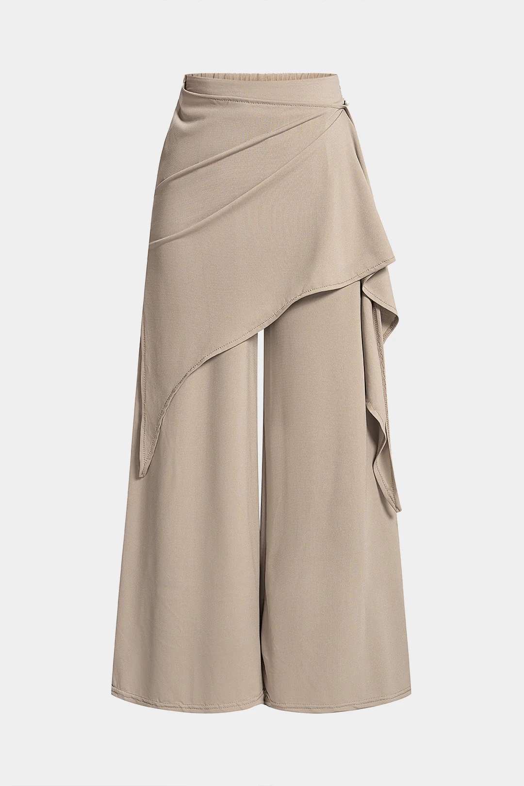 Asymmetrical Ruched Tie-Up Wide Leg Pants