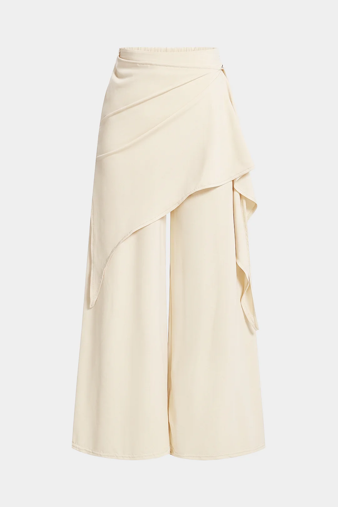 Asymmetrical Ruched Tie-Up Wide Leg Pants - Image 7