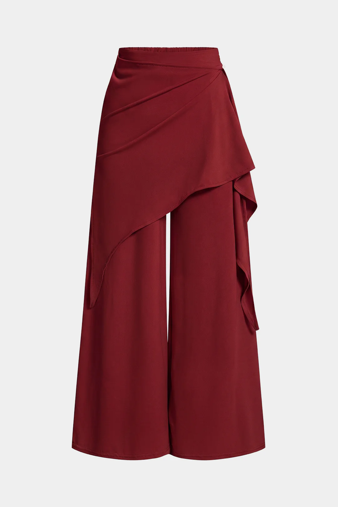 Asymmetrical Ruched Tie-Up Wide Leg Pants - Image 9