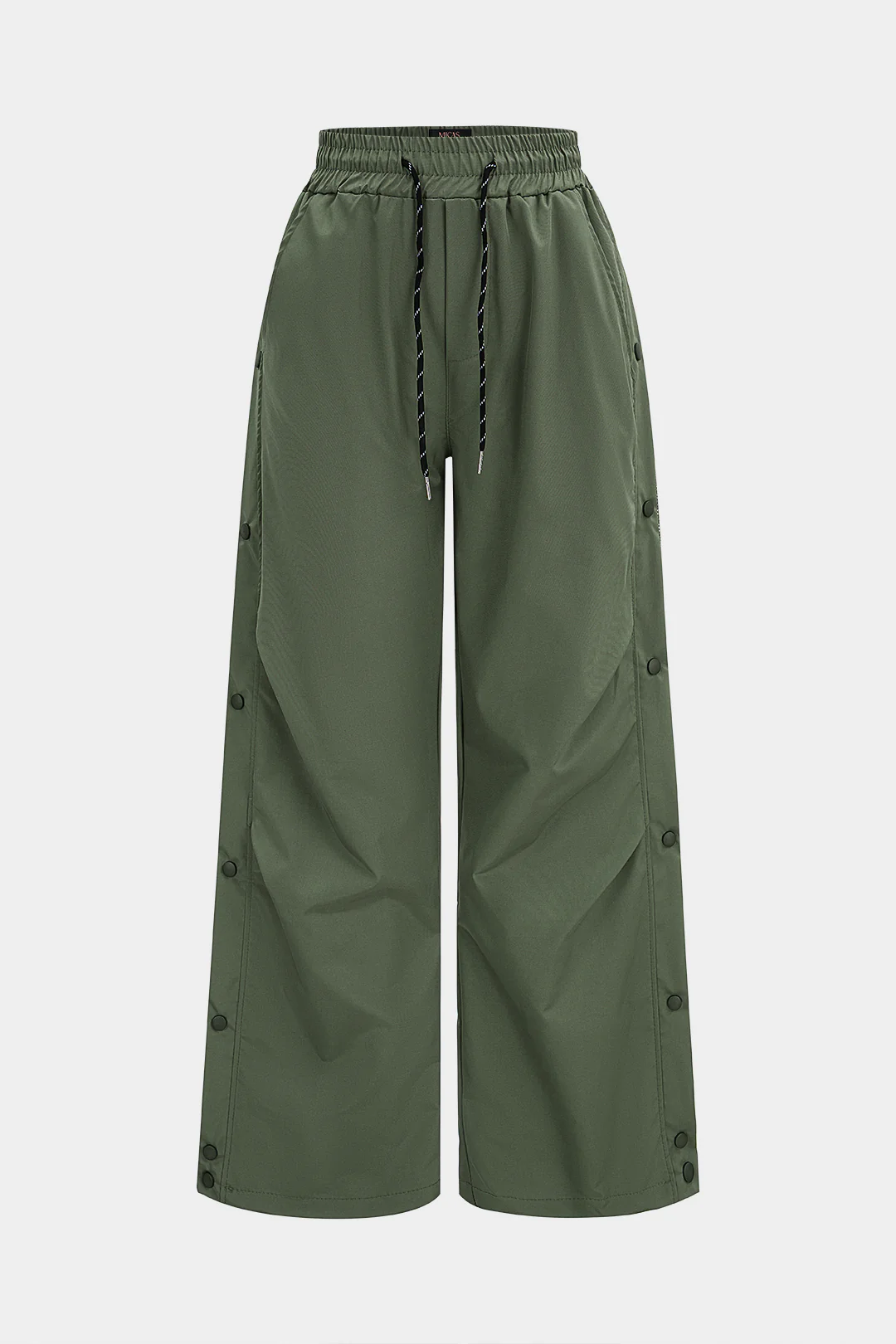 Drawstring Ruched Button High Waist Pants
