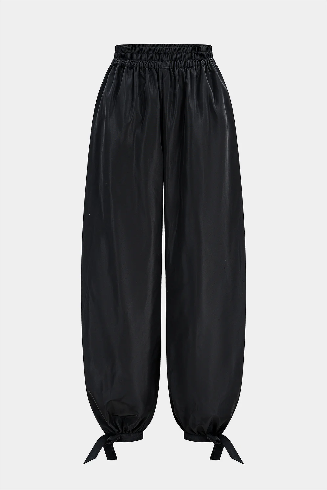 Tie-Up Shirred Waistband Wide Leg Pants - Image 6