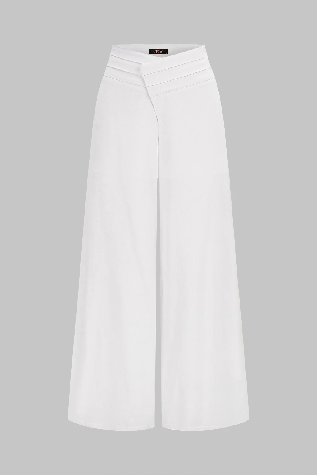Asymmetrical Waistband Wide Leg Pants - Image 4