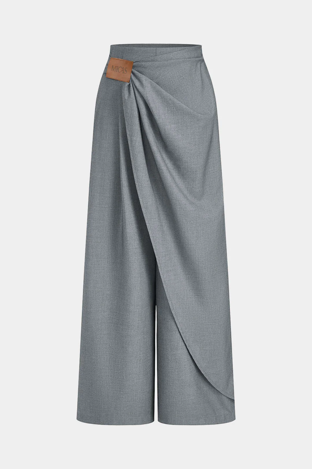 Asymmetrical Ruched Wide Leg Pants