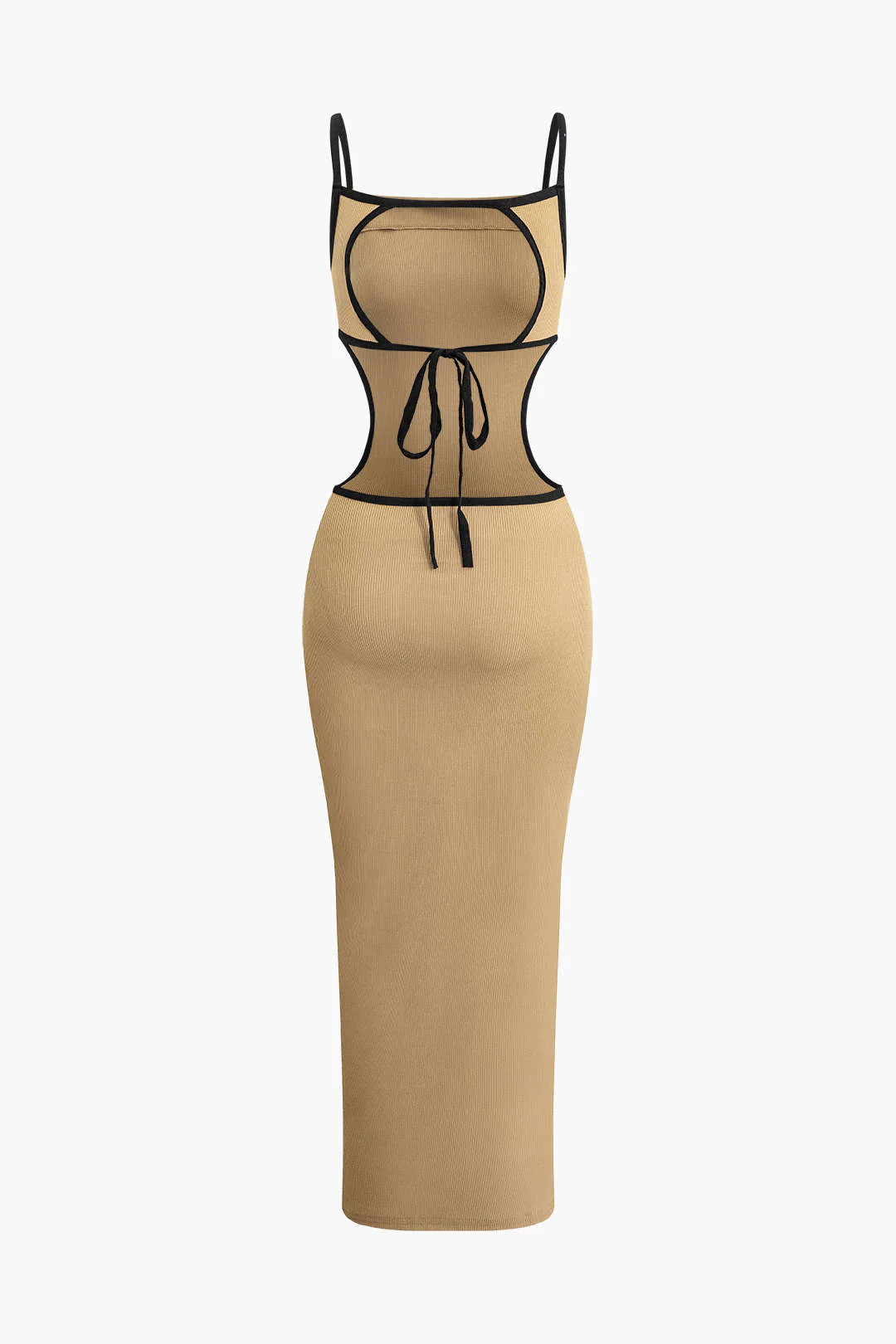 Contrast Cut Out Backless Slip Maxi Dress - Image 2