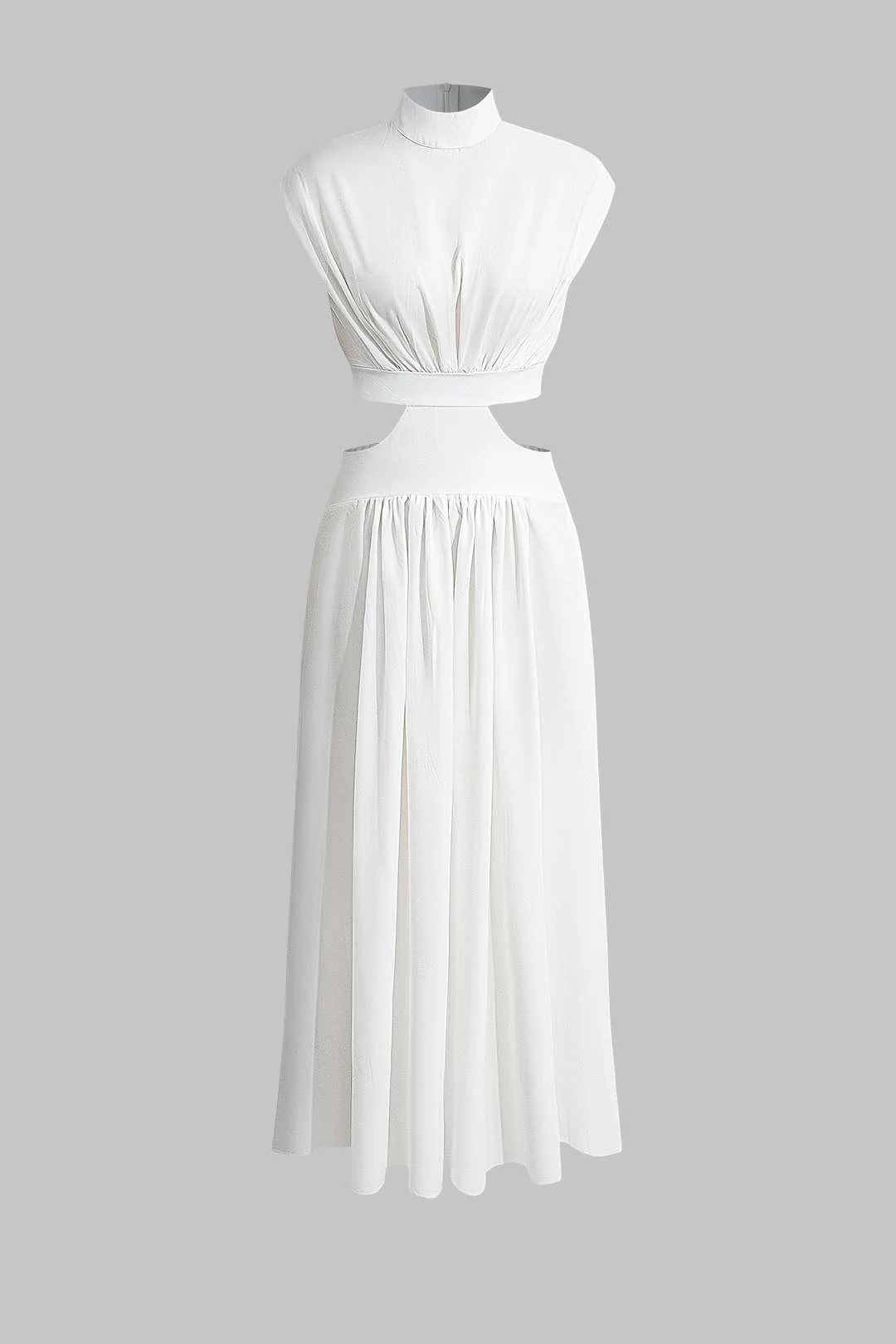 Mock Neck Cut Out Ruched Maxi Dress