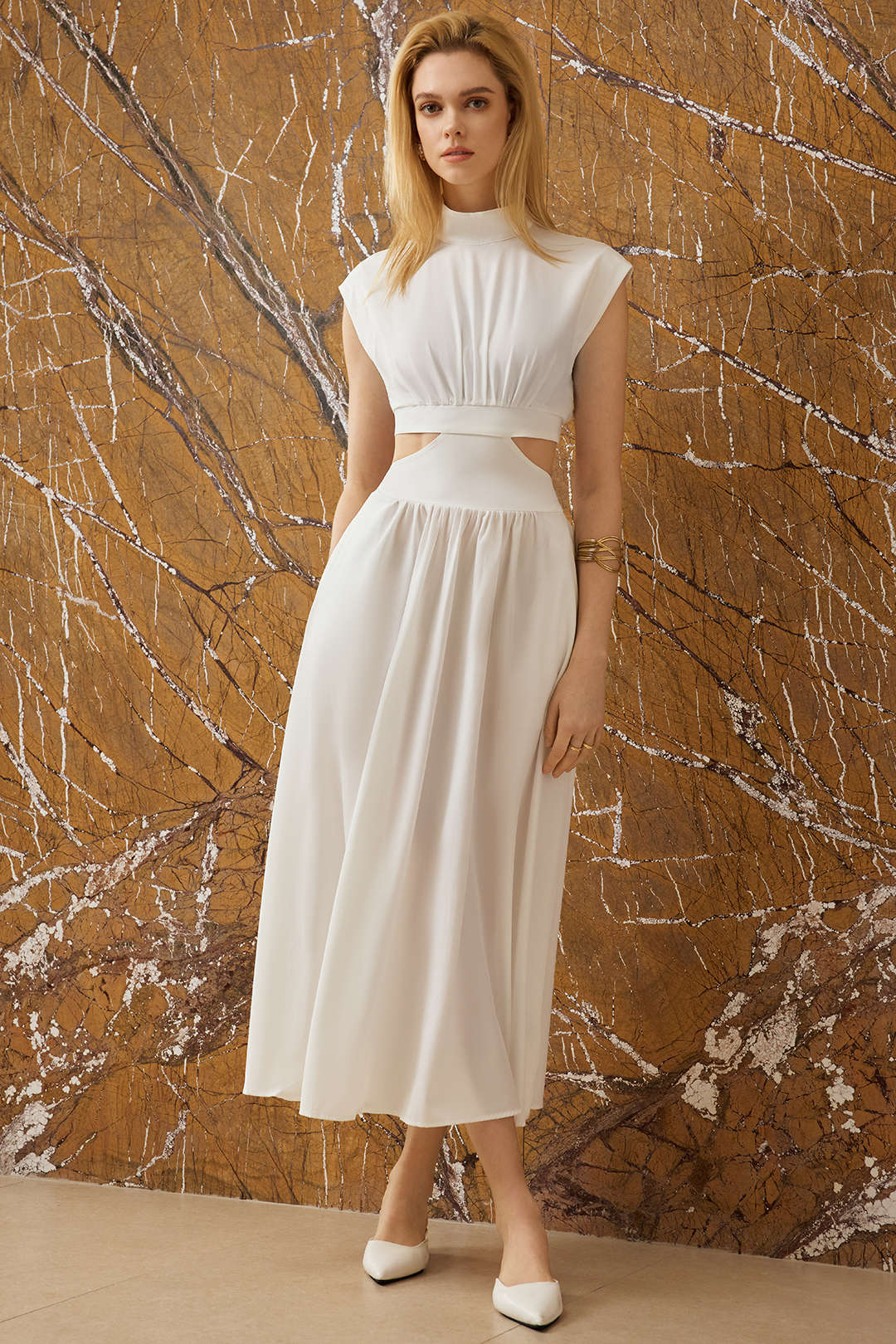 Mock Neck Cut Out Ruched Maxi Dress - Image 4