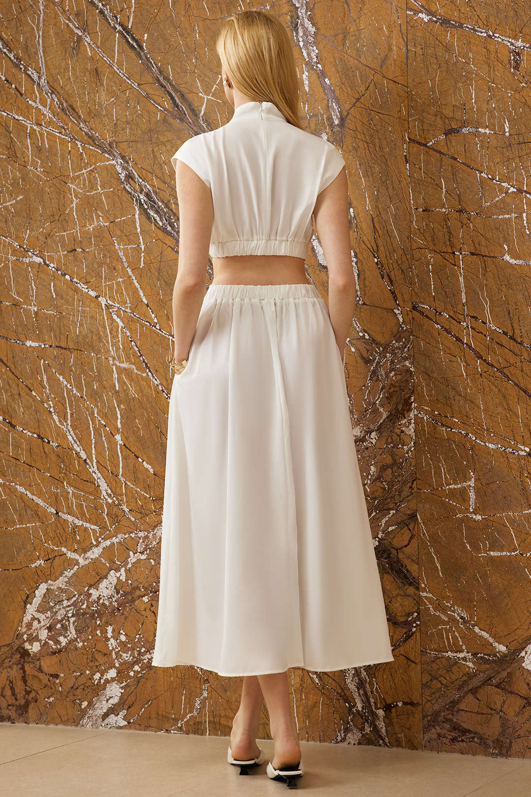 Mock Neck Cut Out Ruched Maxi Dress - Image 5