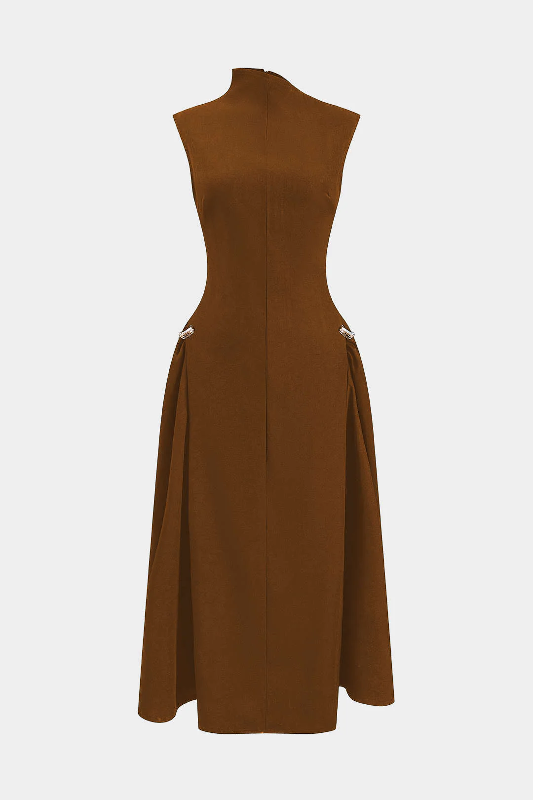Metallic Decor Zipper Sleeveless Maxi Dress - Image 14