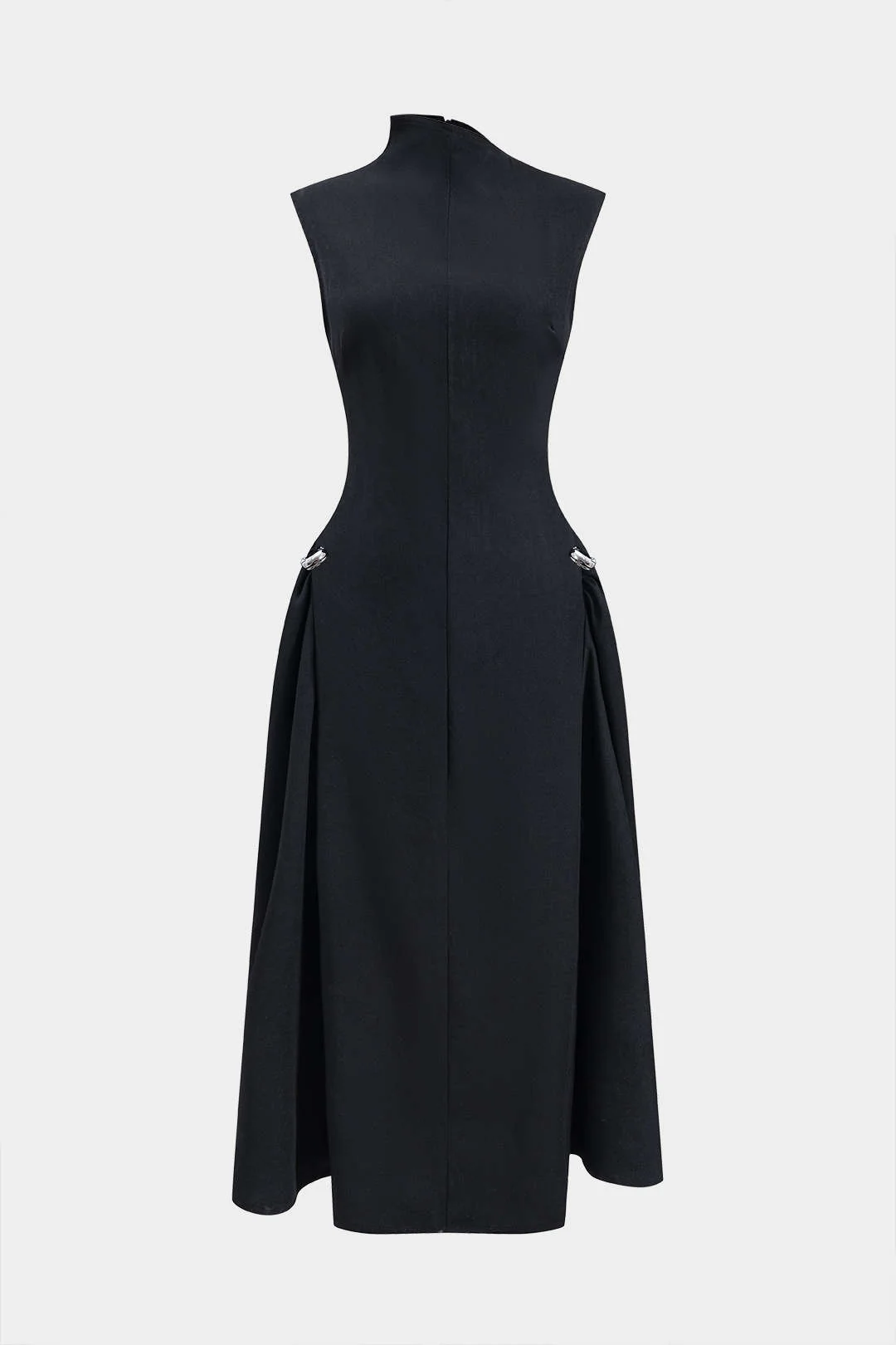 Metallic Decor Zipper Sleeveless Maxi Dress - Image 2