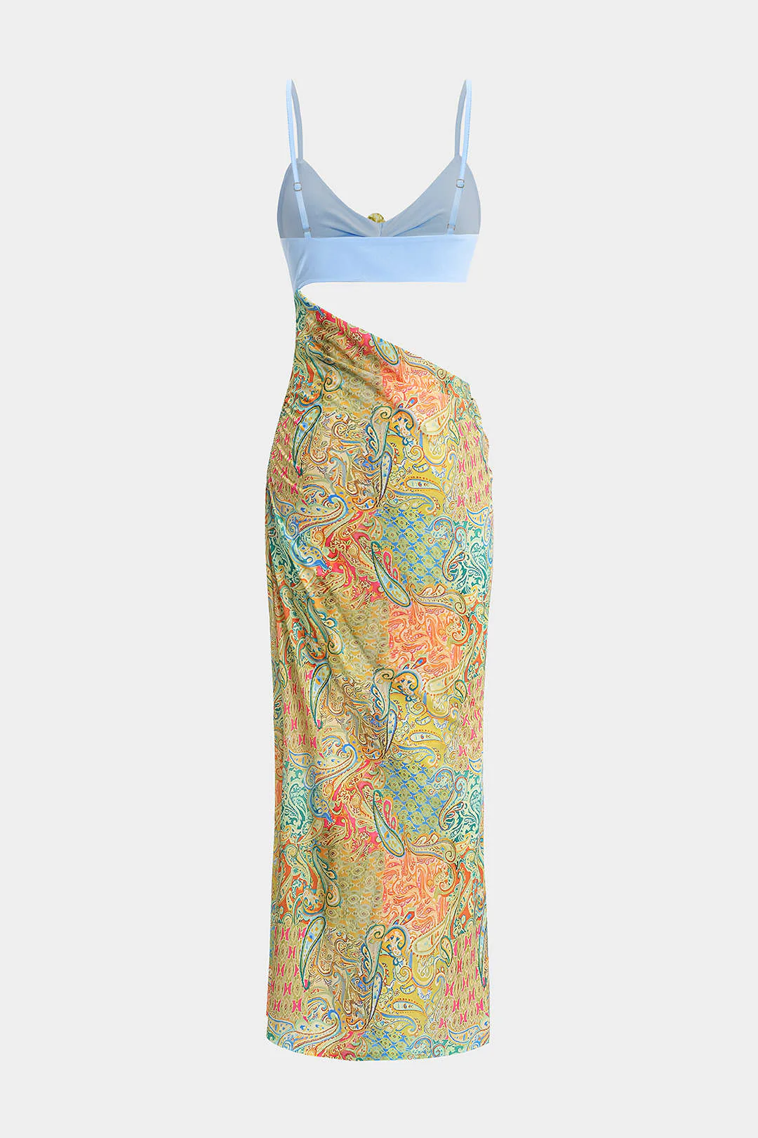 Abstract Contrast Pattern Cut Out Slip Sleeveless Maxi Dress - Image 2