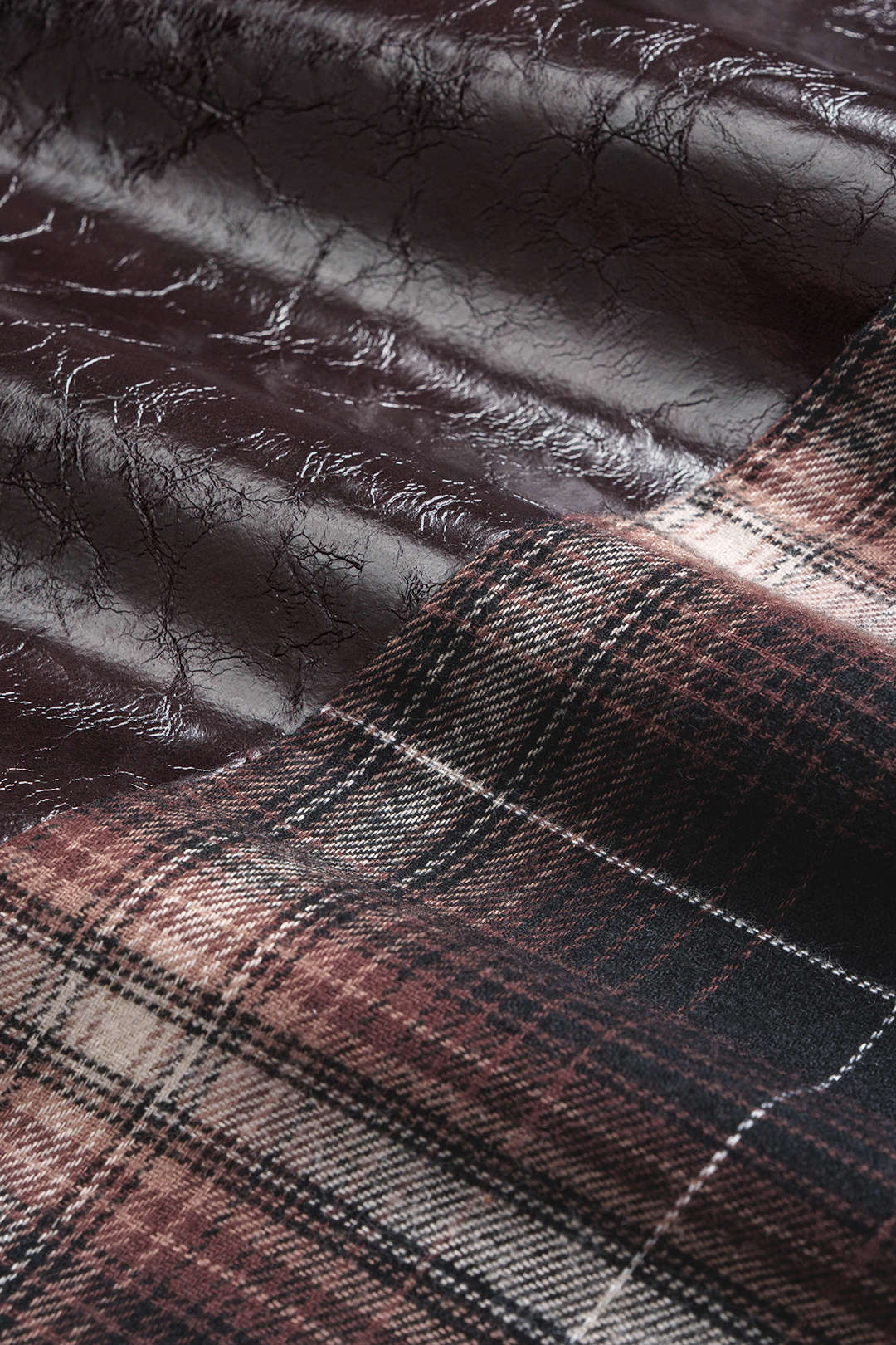 Patchwork Faux Leather Irregular Hem Skirt - Image 3