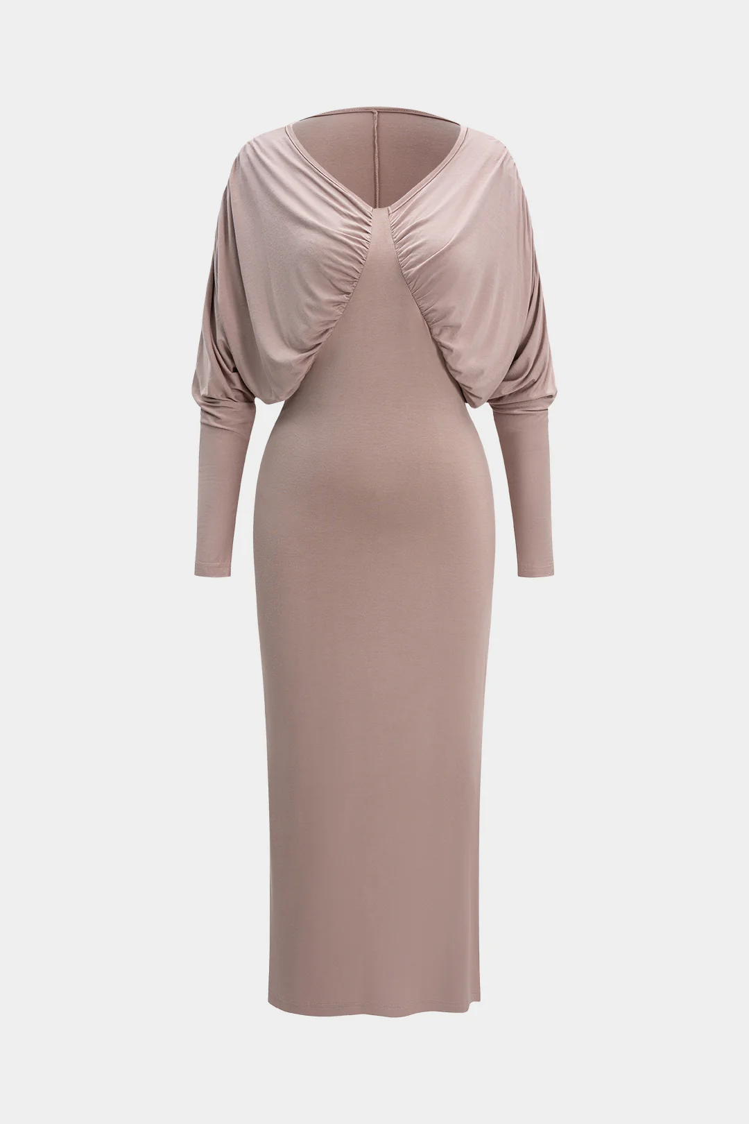 V-Neck Batwing Sleeve Ruched Maxi Dress - Image 5