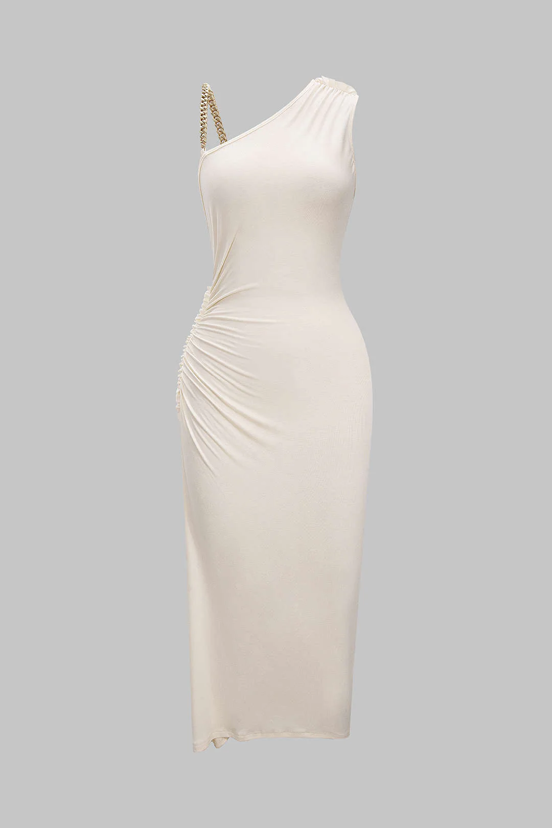 Ruched Asymmetrical Twist Knot Slit Sleeveless Maxi Dress