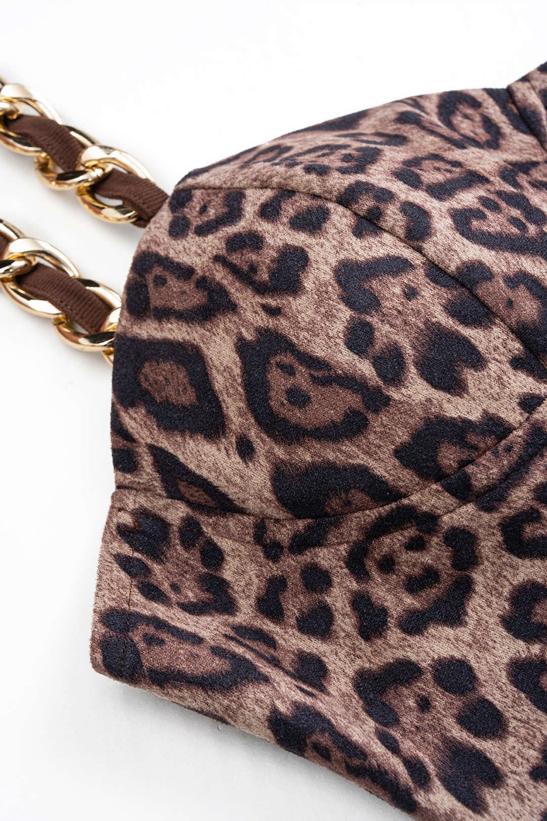 Leopard Print Ruched Chain Slip Sleeveless Midi Dress - Image 3
