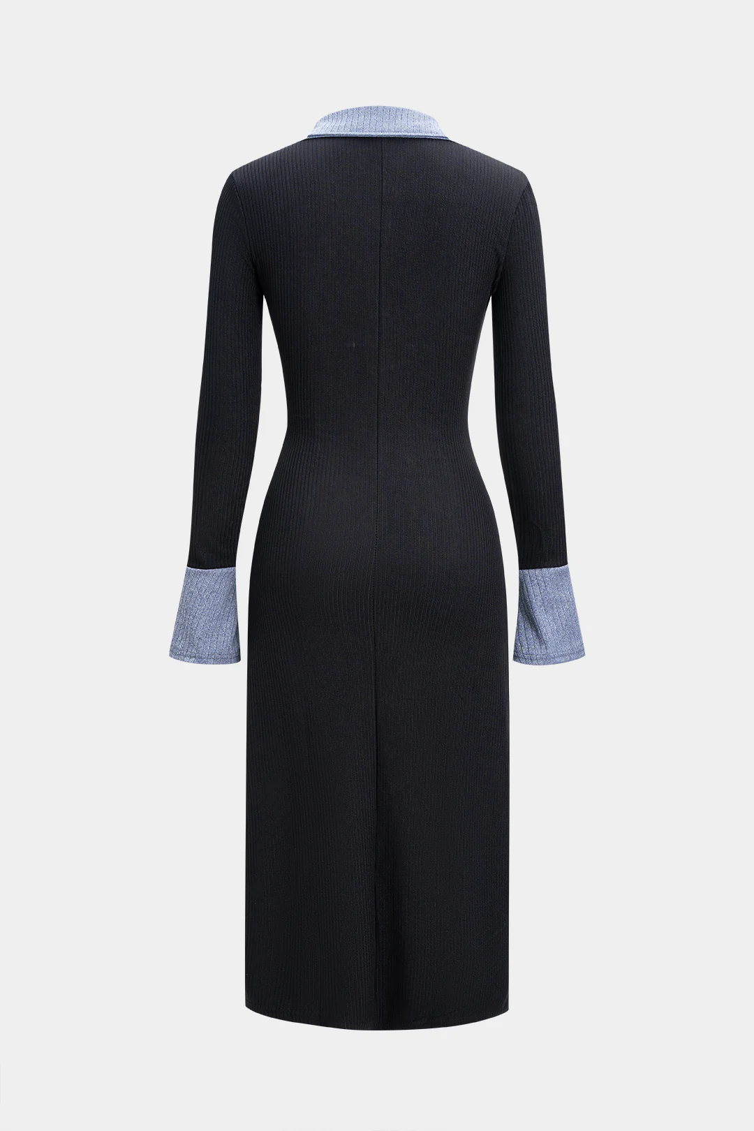 Contrast Button Long Sleeve Dress - Image 2