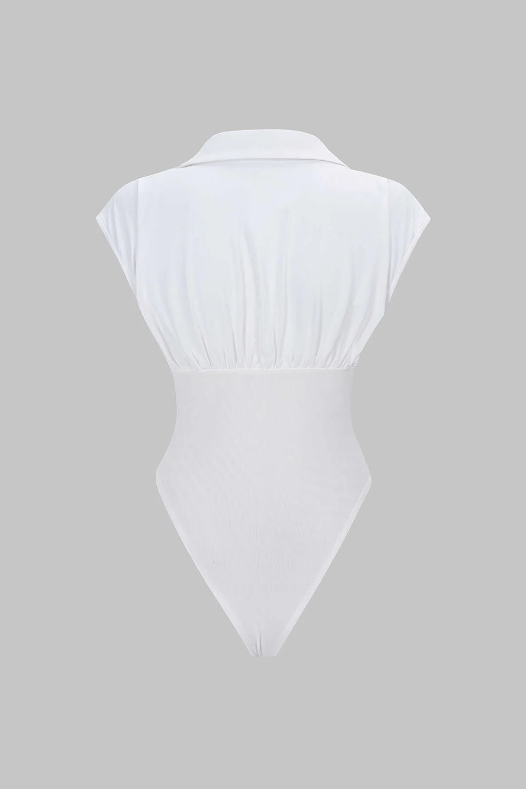 Solid Waist-Cinching Short Sleeve Bodysuit - Image 2