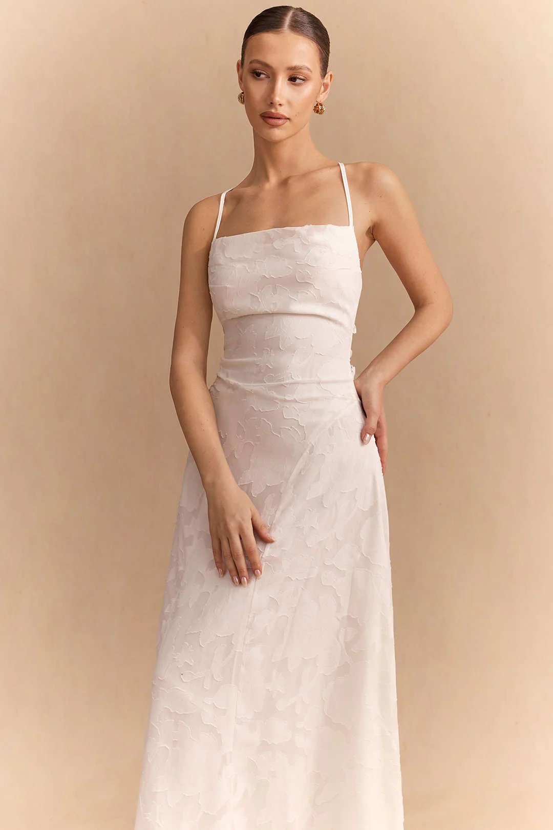 Jacquard Crossed Tie-Up Backless Sleeveless Maxi Dress - Image 3