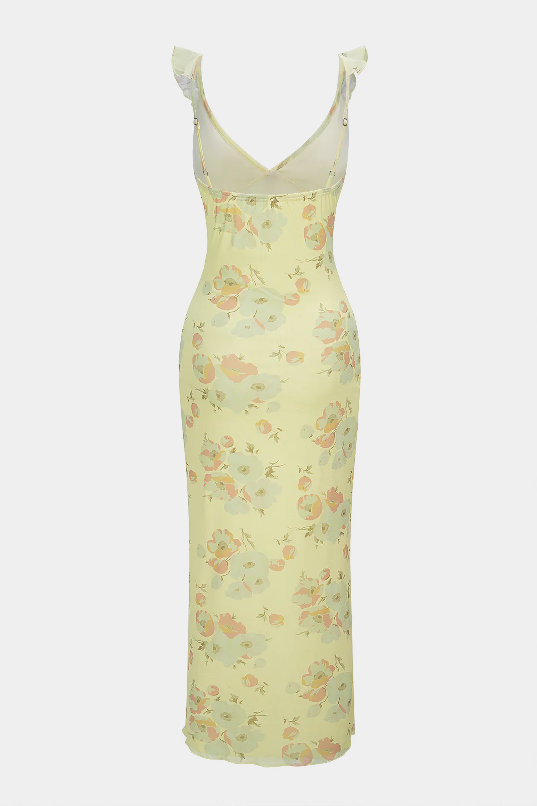 Floral Print V-Neck Tie-Up Ruffle Sleeveless Maxi Dress - Image 2