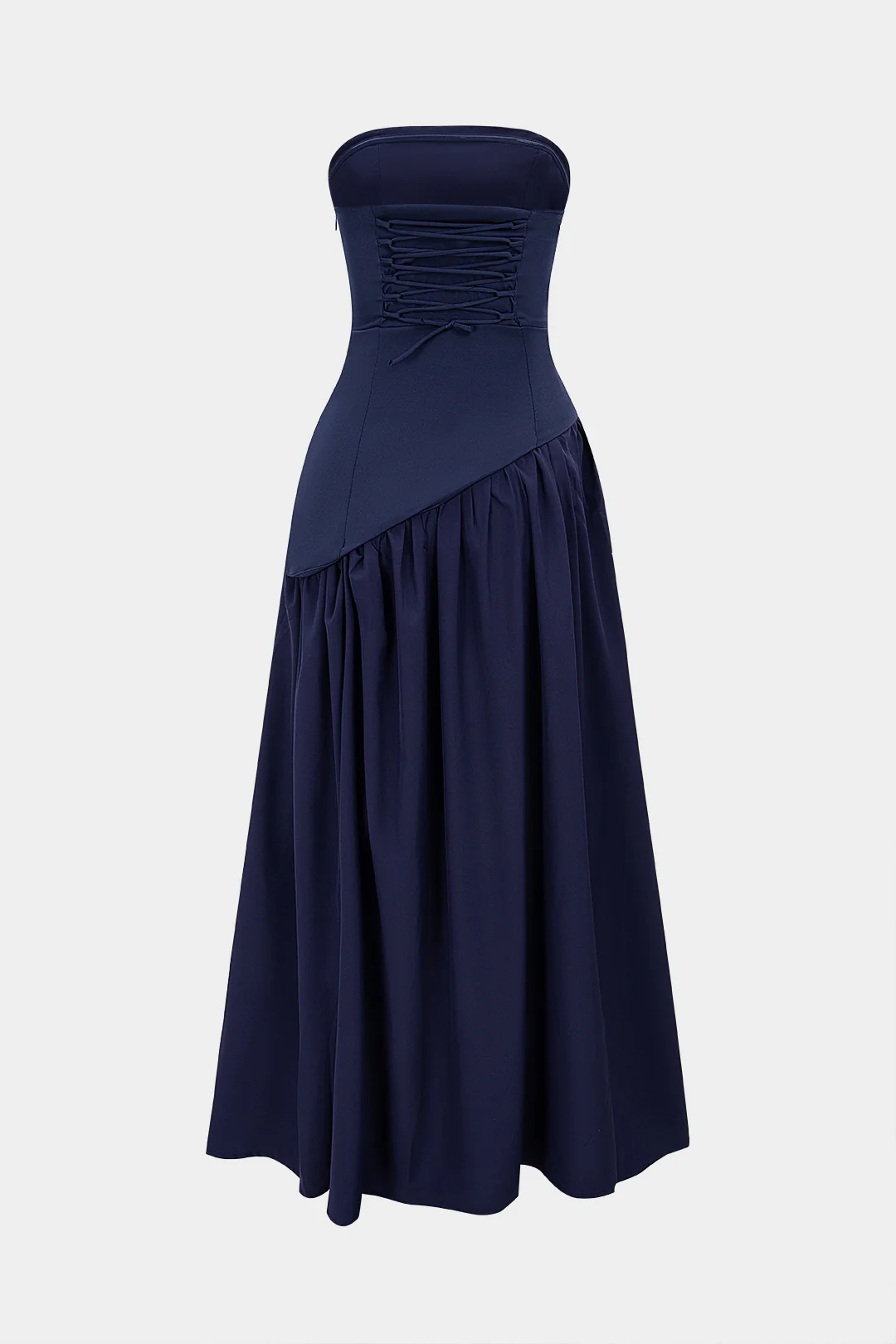 Asymmetrical Ruched Strapless Sleeveless Maxi Dress - Image 3