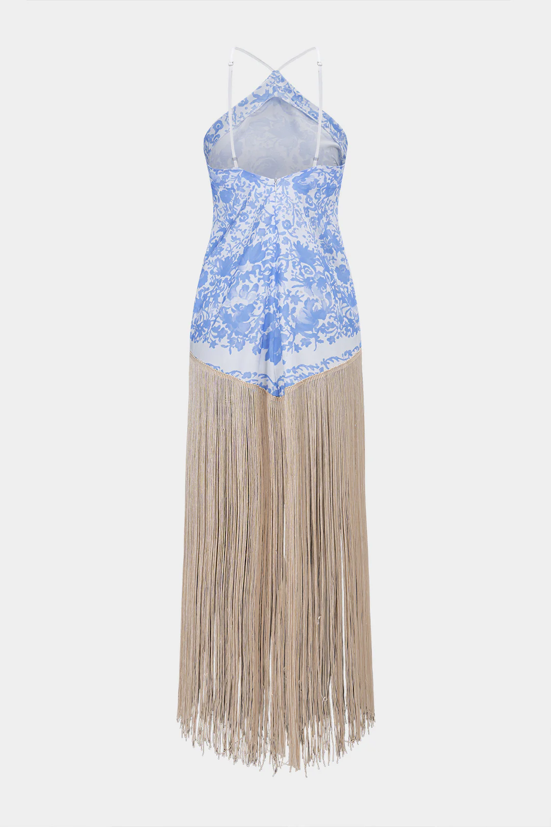 Floral Print Fringe Sleeveless Maxi Dress - Image 2