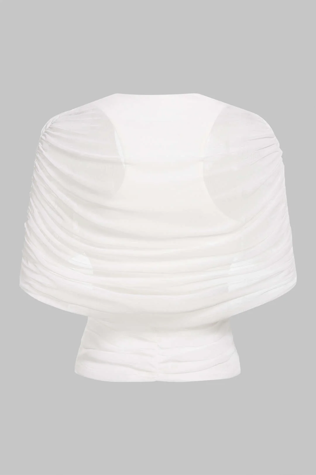Mesh V-Neck Ruched T-shirt - Image 2