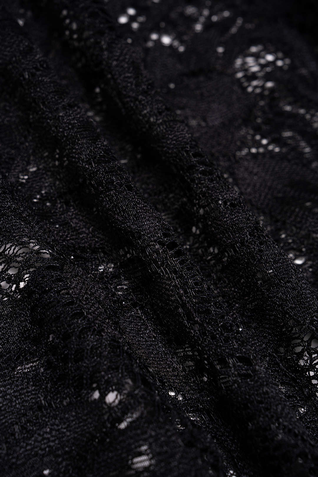 Sheer Lace Round Neck Asymmetrical Ruched Tie-Up Long Sleeve Midi Dress - Image 5