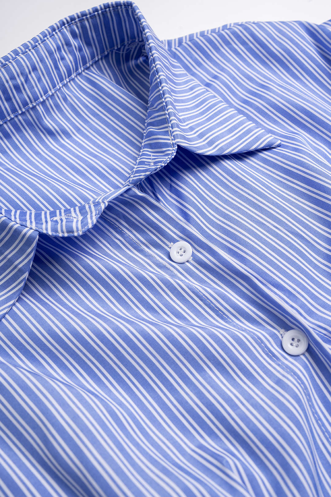 Stripes Print Lapel Button Pleated Short Sleeve Maxi Dress - Image 3