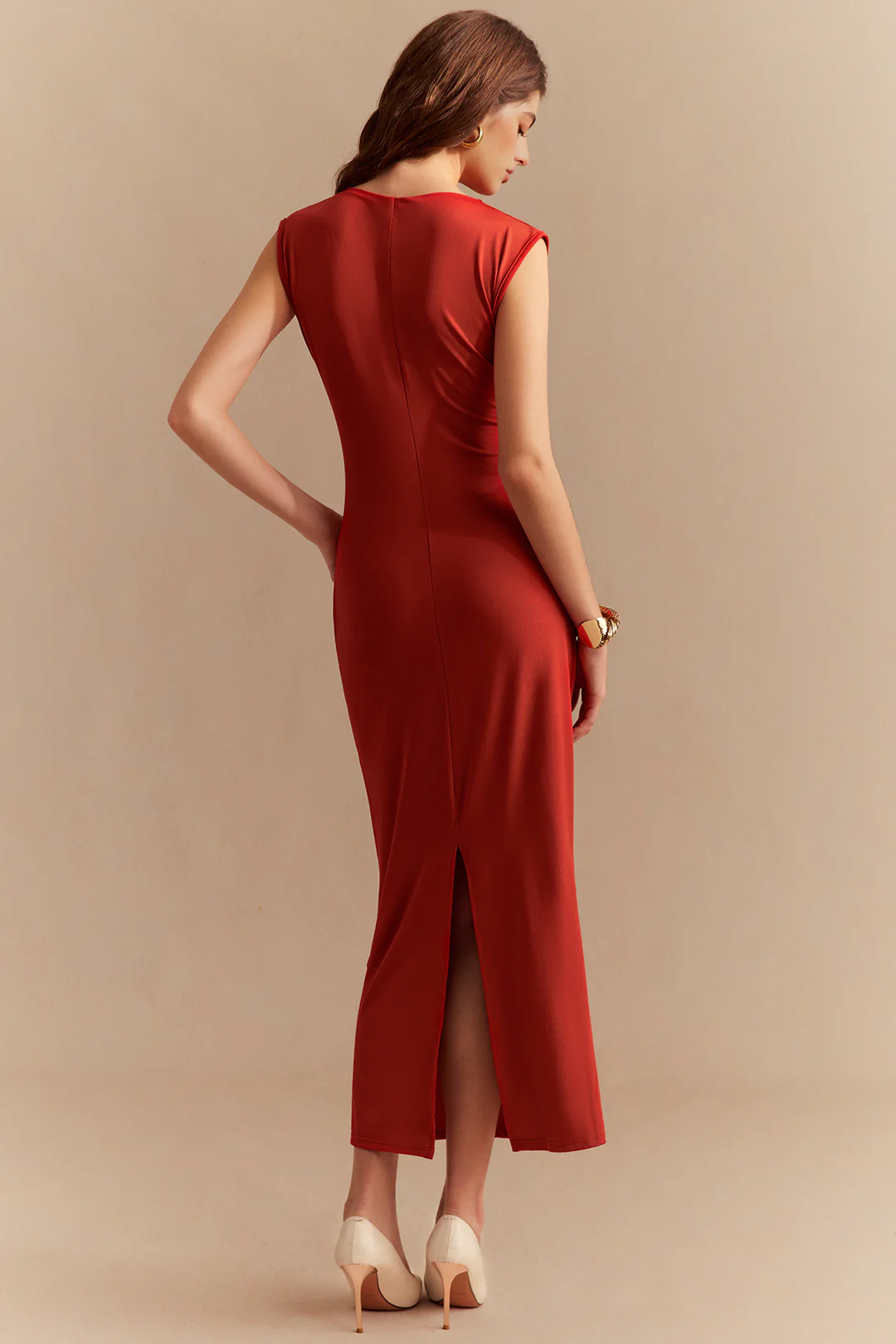 Ruched Sleeveless Midi Dress - Image 2