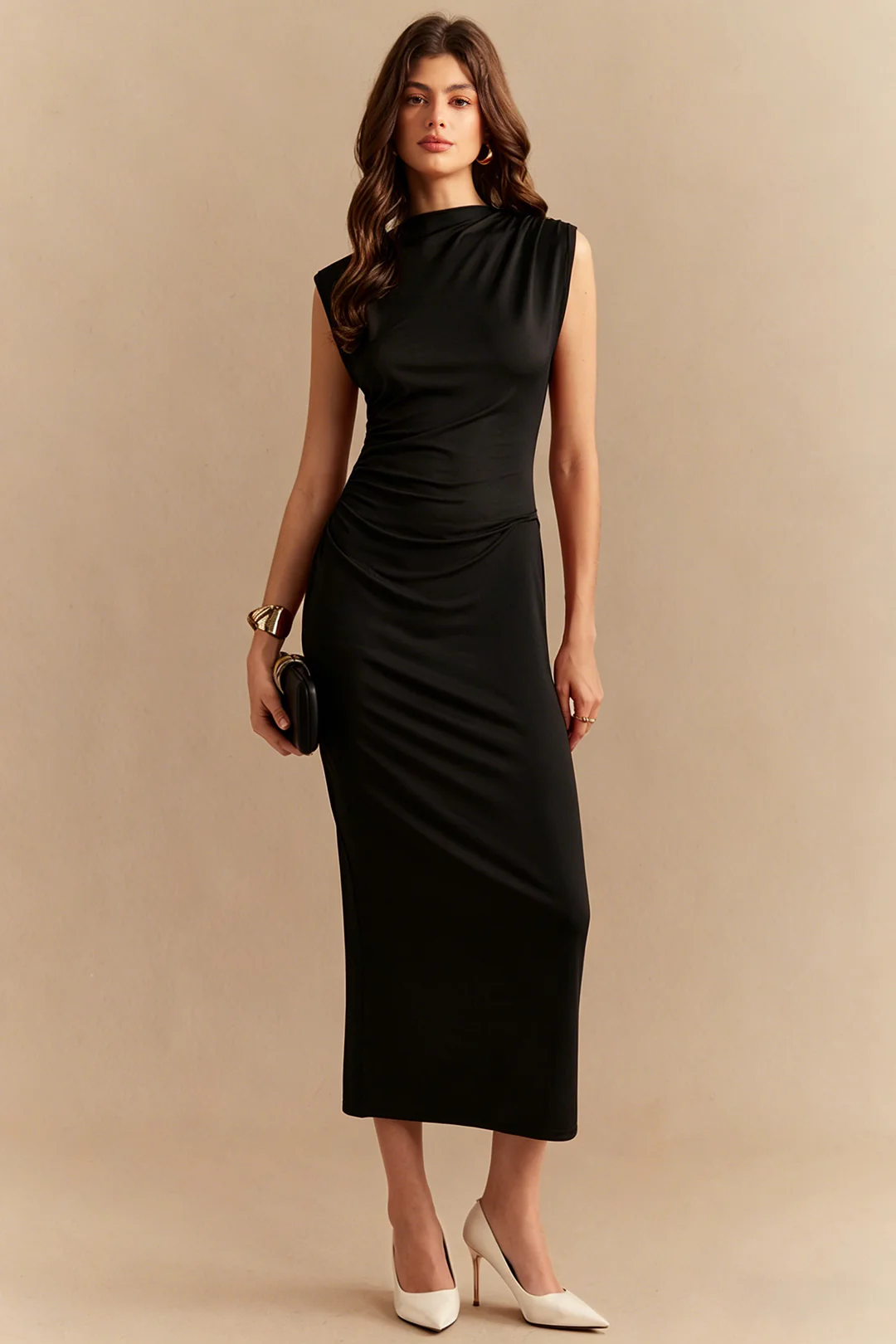 Ruched Sleeveless Midi Dress - Image 5