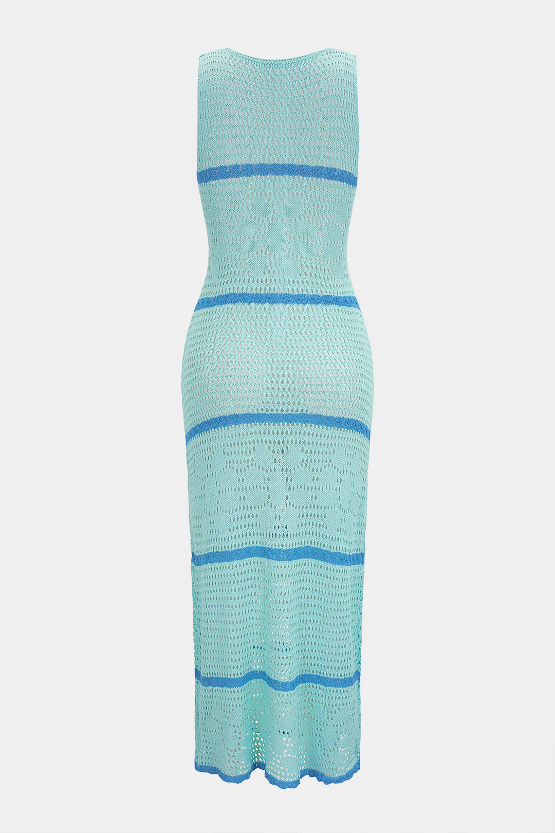 Knit Contrast Hollow Out Sleeveless Maxi Dress - Image 2