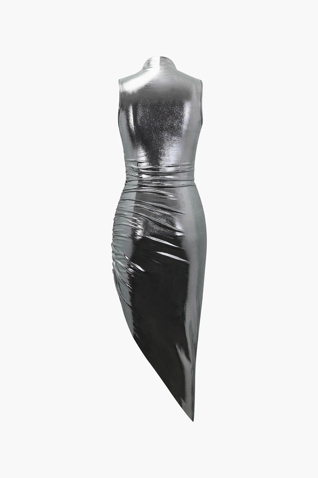 Metallic Asymmetric Hem Sleeveless Midi Dress - Image 2