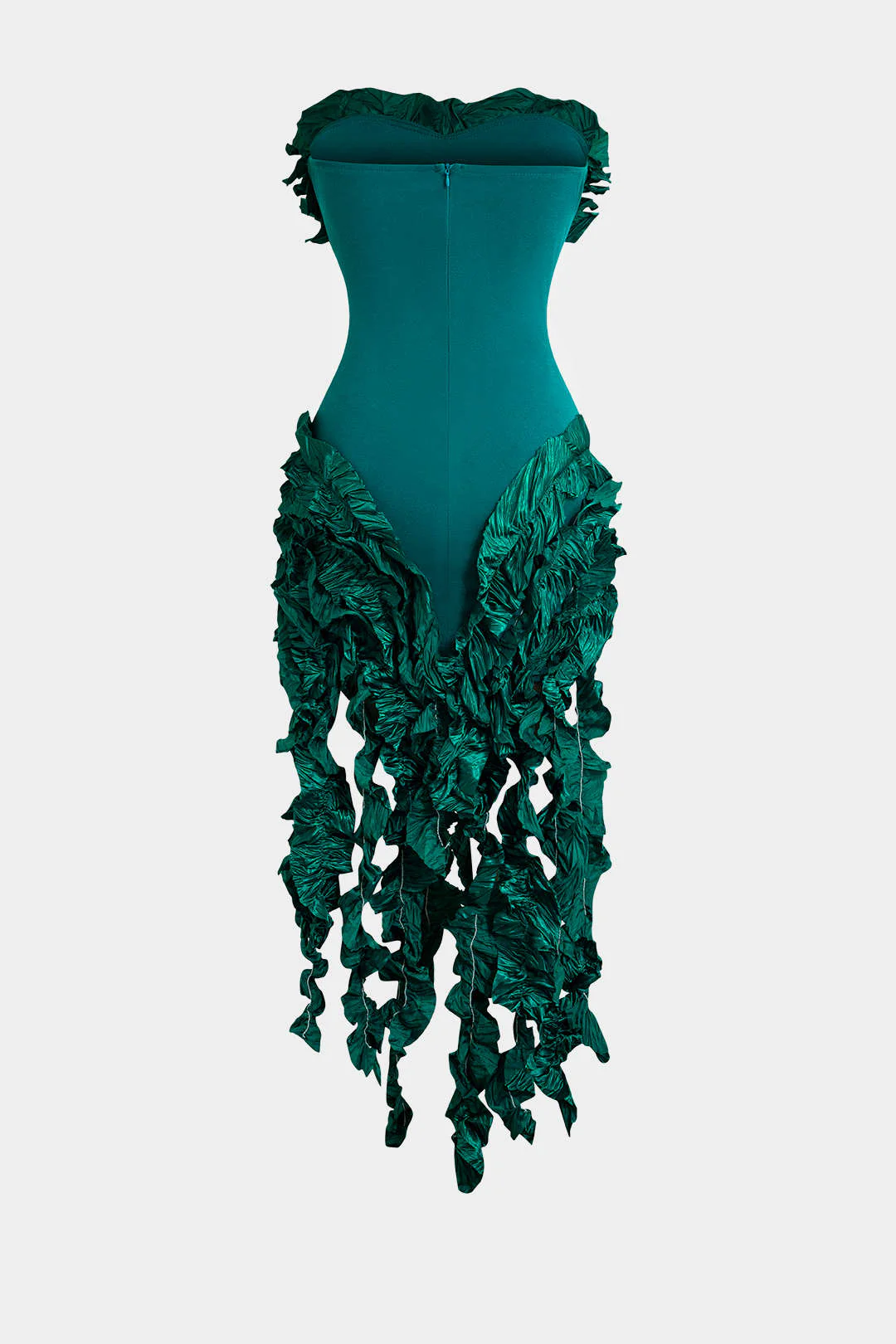Ruffled Fringe Strapless Midi Dress - Image 2
