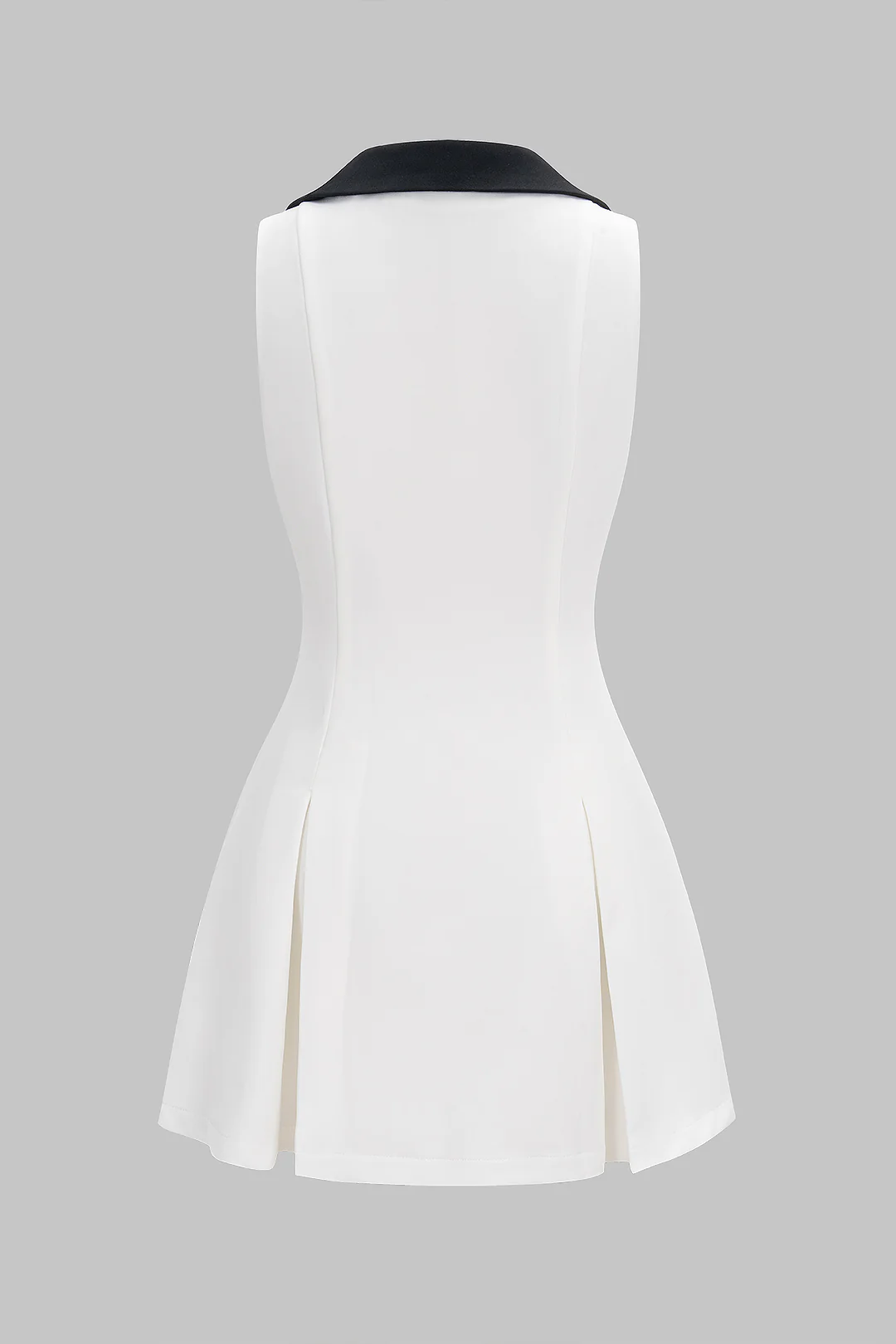 Contrast Lapel V-neck Metallic Sleeveless Mini Dress - Image 2