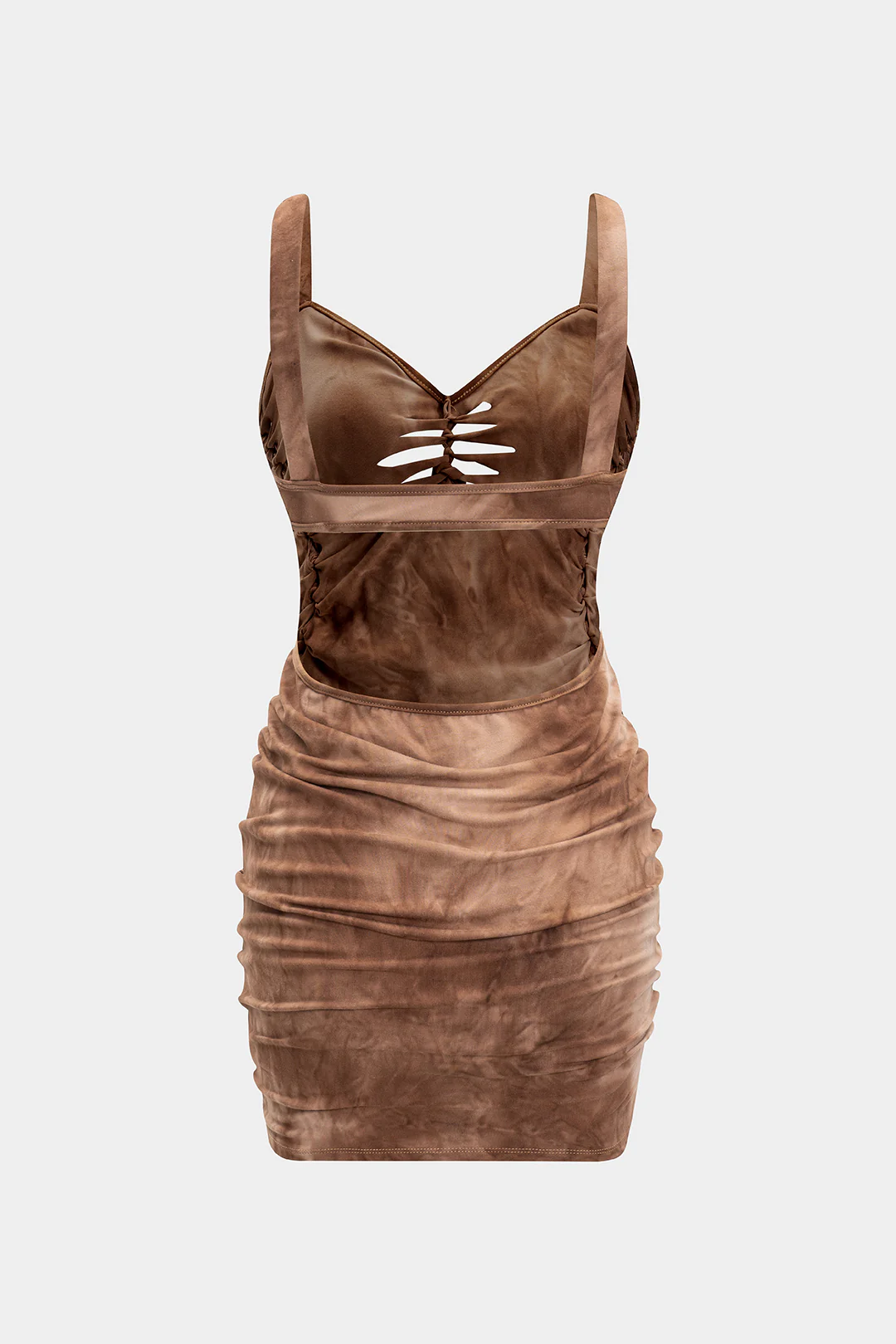 Cut Out Detail Ruched Backless Sleeveless Midi Dress - Image 2