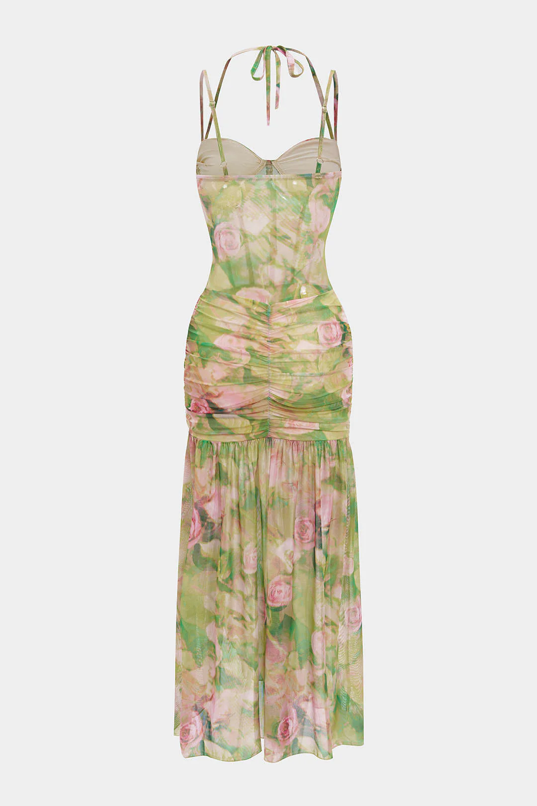Floral Print Tie-Up Slip Split Sleeveless Midi Dress - Image 3