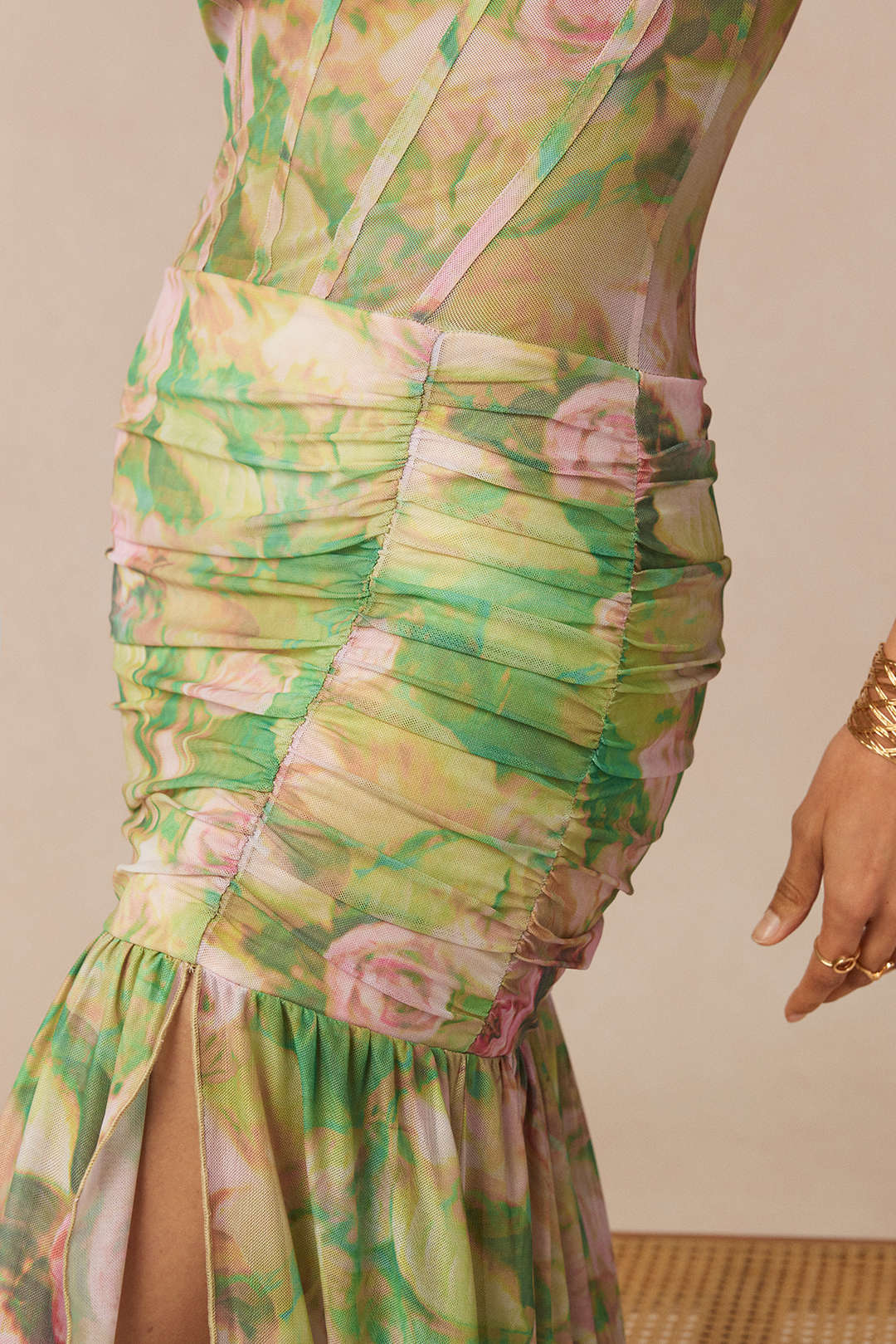 Floral Print Tie-Up Slip Split Sleeveless Midi Dress - Image 9