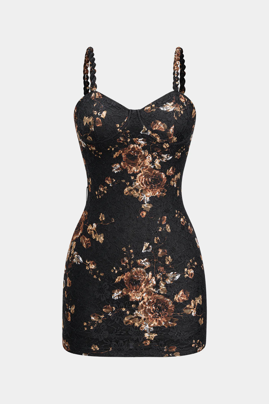 Floral Lace Patchwork Twist Knot Sleeveless Dress And Satin Asymmetrical Tie-Knot Skirt Set - Image 3